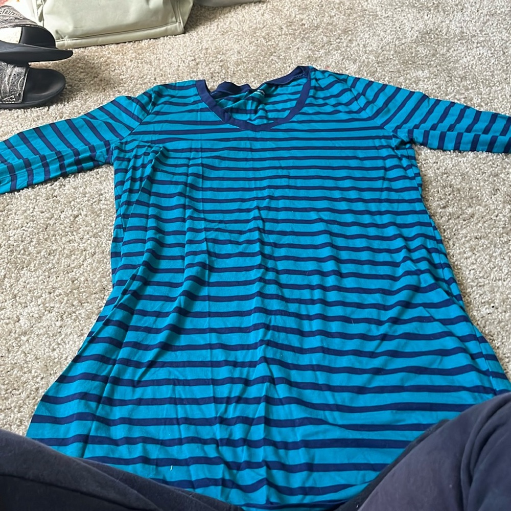 Blue striped long pajama shirt